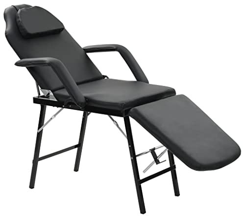 ANGYANG Gesichtsbehandlungsstuhl Tragbar Kunstleder, Massageliege, Kosmetikliegen, Tattoostuhl, Medizinische Liege, 185x78x76cm Schwarz