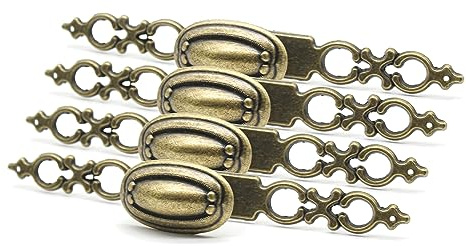 DOJA Barcelona | Vintage Möbelknauf | Pack 4 | Antike Runde Gold Knöpfe | 22mm*26mm*136mm | ZnAl gealterte Griffe | für Schubladengriffe, Küchengriffe, Schrankgriffe, Türknöpfe,...