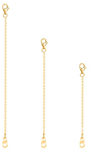 3PCS Chain Extenders For Necklaces 3 Size Gold Necklace Extender Stainless Steel Necklace Extenders Sterling Silver Necklace Extender Gold Necklace Extenders For Women Jewelry Necklace Bracelet Anklet