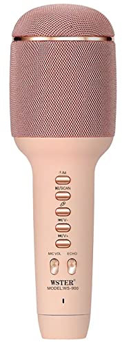 ELLENNE KARAOKE MICROPHONE BLUETOOTH AVEC ENSEMBLE HAUT-PARLEUR POUR ADULTES - CHANGEMENT VOIX - DOUBLE SANS FIL KARAOKE - DUAL WS900 ROSE
