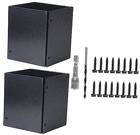 SEWOART 2 Sets Adjustable Mailbox Post Protector Square Base Deck Post Base Railing Protector