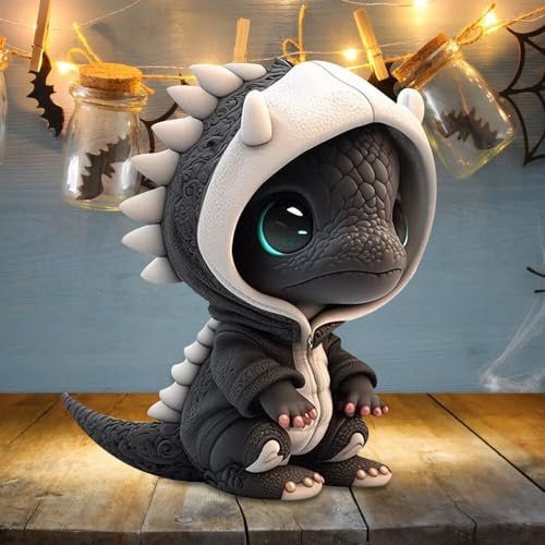 NAVESO Figura de Dragón y Estatuas de Dinosaurios - Bonita Estatua de Resina para Decoraciones de Halloween, Hogar, Oficina, Escritorio - 13.5*10*7cm