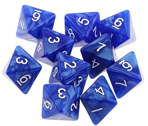 Tiuimk Set med 10 pärlmönster 8-sidig tärning – blå, perfekt för bordsspel och MTG RPG