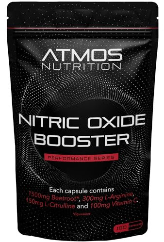 6,150mg Nitric Oxide Booster - 180 High Strength Tablets with L-Arginine, L-Citrulline, Beetroot, and Vitamin C - Blood Flow, Energy, Performance Supplement for Gym, Powerlifting, and Bodybuilding