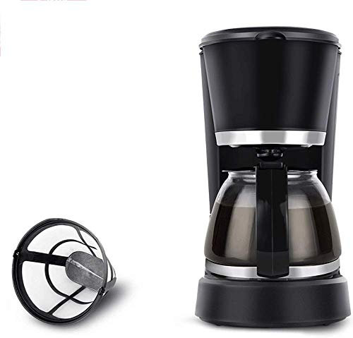 DSeenLeap Kaffeemaschine, Filterkaffeemaschine mit Glaskanne, 0,6 l, Timerfunktion, Trockengehschutz, 550 W, waschbarer Filter, Schwarz