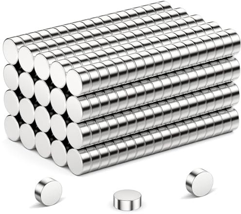 Minimagneter starka, 100 st 5 x 2 mm runda små magneter, förnicklat stål, kylskåpsmagneter för whiteboard, anslagstavla, magnettavla, kylskåp