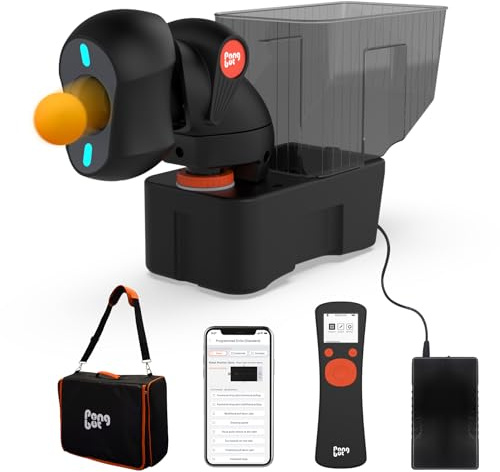PONGBOT Tischtennis-Roboter, Kapazität von 150 Bällen, Fernbedienung und App-Steuerung, tragbare Tragetasche, Powerbank, 264 vorgespeicherte Trainingsbohrer, individuell programmierte Bohrer