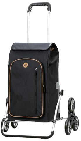 Andersen Einkaufstrolley - klappbar - 61 Liter - Treppensteiger - Kühlfach | Aufhängung für Einkaufswagen - belastbar 50 kg - Aluminium - Rad Ø 3 x 13 cm - Cargo Shopper XXL Folke schwarz