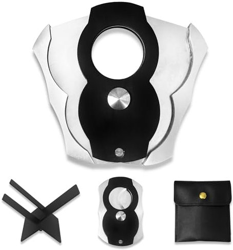 1 stycken Cigarskärare, Högkvalitativ cigarrskärare, Avancerad cigarrskärare, Bärbar cigarrskärare, Cigarrskärare av rostfritt stål, Dubbelblad, Lämplig för de flesta storlekar av cigarrer (svart)