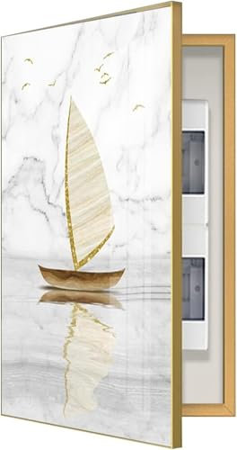 Cubierta Decorativa para Panel eléctrico, Cubierta Decorativa para Panel eléctrico, Cubierta Decorativa para Panel eléctrico de Pared, Cubierta para Ocultar medidor (F (Dorado), 50
