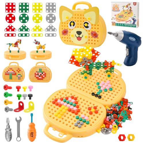 DAOUZL Boîte à Outils de Jeu Magique Montessori avec Perceuse, Jouets Montessori, Boite à Outils Montessori, Boite a Outils Magique, Boîte à Outils Créative pour Fille Garçon 3 4 5 Ans (D)