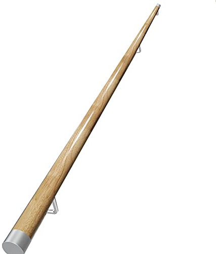 Holz-Treppen-Handlauf mit Edelstahl-Halterung, rutschfester Haltegriff für Kinder und ältere Menschen, 60 cm, ideal für Außen-, Innen-, Heim- und Kindergartentreppen