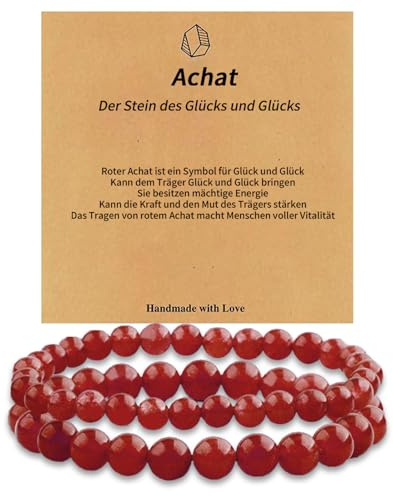 WGXIA 6mm 4mm Naturstein Armband für Damen Glücksarmband Muttertagsgeschenk für Mama, Schmuck Freundschaft Geschenke für Frauen, Armband Damen