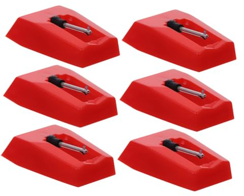 Alasum 6 Stück-pack Plattenspielernadeln aus Kunststoff und Aluminium Rote Stiftnadel für Schallplattenspieler Ersatznadel im Retro Design