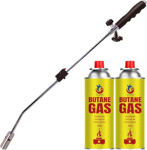 Easy Shopping® Weed Wand Garden Weed Burner With 2 Gas Canisters Butane Gas 227g each, Blowtorch Garden Torch Weeds Killer Burner