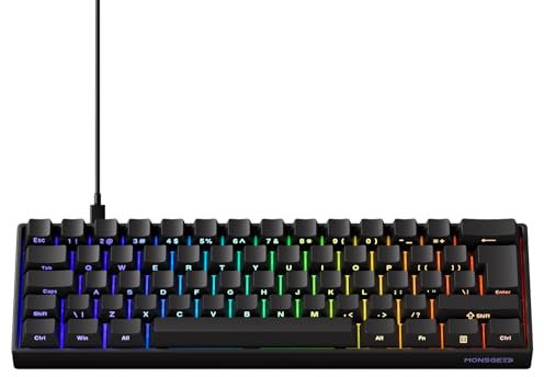 MONSGEEK FUN60 PRO Rapid Trigger Teclado de 0,01 mm de precisión RT, 8000 Hz, con cable RGB 60% teclado gaming con interruptores magnéticos, para PC/Mac (negro, disposición ISO)