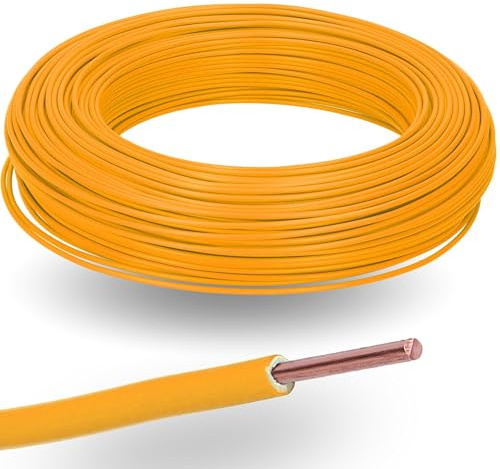 Kalitec 100m Câble H07V-U 1 x 2,5 mm² Orange - Fil de Câblage Rigide | Fil simple en PVC ignifuge pour armoires électriques et luminaires, toron en cuivre nu, tension 450/750 V, usage intérieur