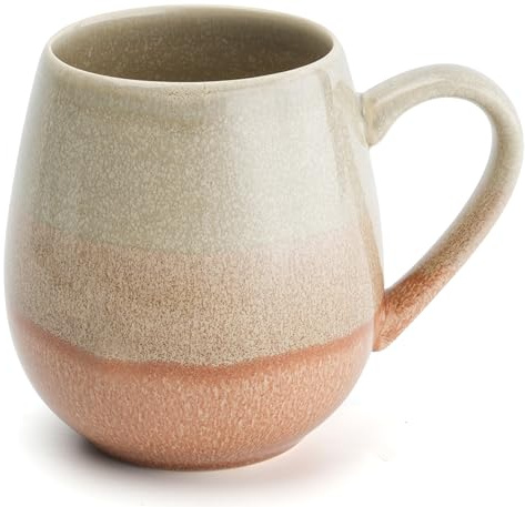 Happy Lemuro Grande tasse à café - 550 ml - Tasse Jumbo - Grande tasse à thé - Tasse XXL - Grande tasse à thé - Accessoire de thé - Beige brillant