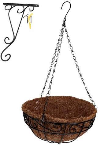 Toddmomy Fioriera Sospesa in Metallo Da Giardino Appendi Vasca Per Piante Da Esterno Con Fodera Con Catena Per Interno Esterno