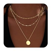 FENNELISA 3Pcs Halskette Damen, Layered Gold Kette Hypoallergen Lange Kette Silber 925 Verstellbarer Wasserfest Goldkette Damen