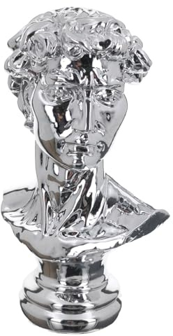GILDE Figur David Kunstharz silberfarben metallische Optik Davidskopf 38 cm hoch 25 cm breit 17 cm tief