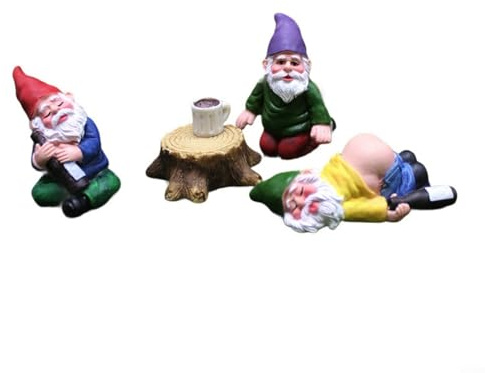Alanmoship Personalisierte Gartenzwerg Ornament dekorative Harzstatue Set Miniatur-Zwergfiguren Indoor Outdoor Home Decor Landschaftsdekorationen (5-teiliges Set)