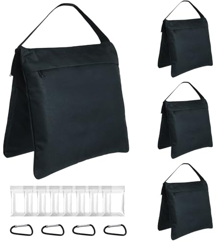 changshengda Sandsäcke für Fotostudio - 4er Pack Leere Gewichtssäcke für Lampenstative, Stative, Auslegearme und Foto Studio Ausrüstung (Schwarz)