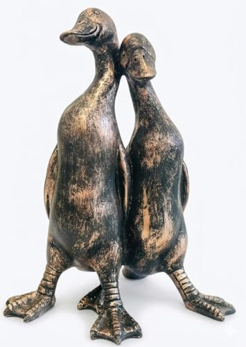 My Square Mile Vintage Bronze Duck Garden Ornament Outdoor/indoor Statue Sculpture Pair Of Love Ducks Gift (Medium 19cm)