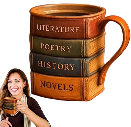 Générique Tasse À Café Originale,Mug En Résine Design Livre 3D Coloré Pour Bière - Tasse Ergonomique Avec Poignée Pour Lecteur Bibliophile Amateur De Livres Écrivain