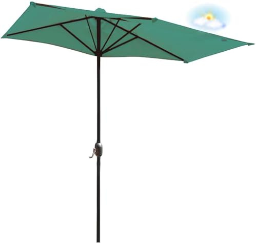 Ombrellone rettangolare da 2,5 m con manovella facile da usare, impermeabile, 5 bracci, per giardino e terrazza, include panno di ricambio, nessuna base necessaria.