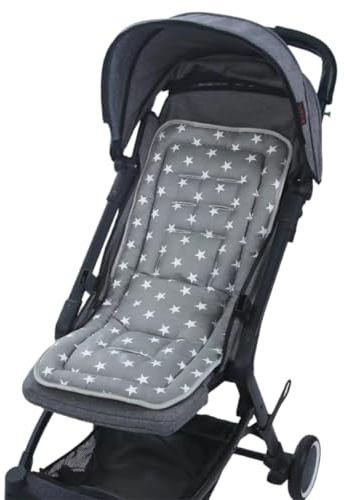 Universal Pram Seat Liner Cotton Baby Stroller Seat Pad Pushchair Insert Pad Warm Infant Carriage Cushion Pad Breathable Buggy Cushion Mattress Reversible Washable for Pushchair Pram Buggy Stroller