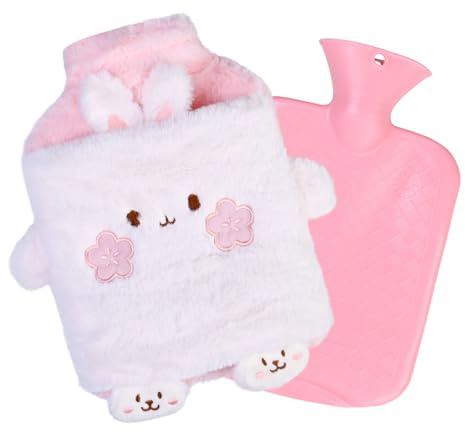 1L Bolsa Agua Caliente, con Cubierta de Peluche Extraíble, Bolsa Caliente Menstruación para Mujeres, Decuado para Mantener el Calor en Invierno y Aliviar los Calambres Estomacales