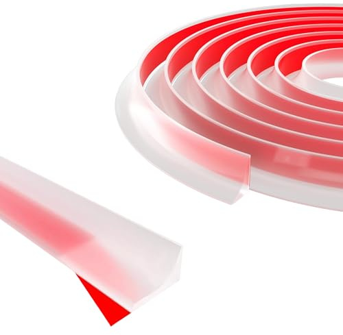 2M Dusche Schwallschutzleiste, Silikon Wasserstopper Dusche Schwallschutz, Schwallschutzleiste Selbstklebend Transparent, Duschschwelle für Küchen Bäder Waschbecken (Transparent)