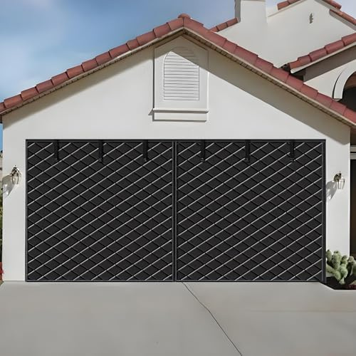 Värmeisolerad Garageportsgardin Med Genomskinligt Fönster Och Magnetisk Tätning | Kraftigt Vinterisoleringskit Och Insektsnät för Garage Med 1 Eller 2 Bilar(Black,W229xH259CM)
