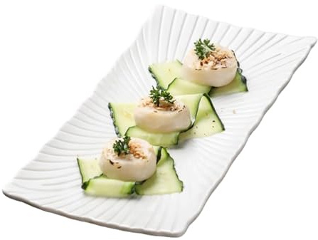 WakiHong 4 Piece Rectangle Serving Platters White Serving Plates Ceramic Rectangle Plates Set Serving Platters,23.9x10.9x1.6 cm,for Buffets,Appetizers,Dessert,Snacks & Party Food