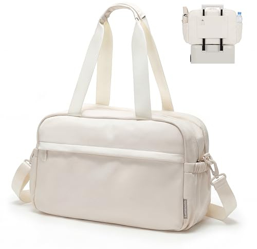 Lumimollis Borsone da Viaggio Zaino Ryanair 40x20x25 Bagaglio a Mano con Passante per Bagagli, Borsone Palestra Uomo Donna con Compartimento Espandibile&Tasche Secche e Umide, Borsa da Ospedale Beige