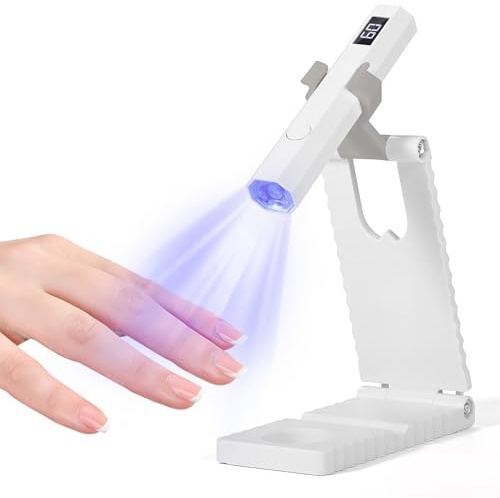 Lampara Uñas Semipermanentes, Mini Lampara UV LED Uñas con Soporte, Secador de Uña Portátil Recargable Portátil, Temporizador 20/60S, Secador Gel para Manicura
