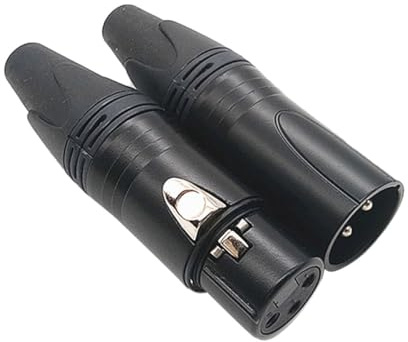 PRETYZOOM Connettore Xlr Maschio e Femmina 3 Poli in Rame e Abs, Accessorio Pratico Resistente Agli Urti per Cavo Microfono, Set 2 Pezzi Nero