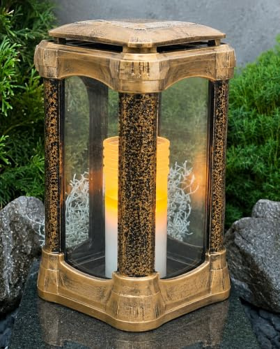Grablaterne Grablampe Grablicht Grabengel 30,0cm Grableuchte Engel Schutzengel Bronze Kerze Grabkerze Lampe Laterne Grabdeko Grabdekoration Grabschmuck Grabgesteck