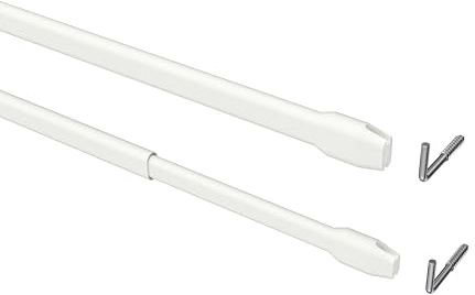 Interdeco Vitragestangen/Scheibenstangen Weiß (2 Stück), ausziehbar 60-100 cm