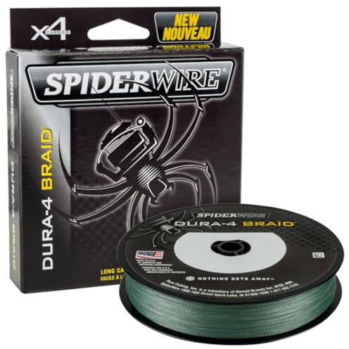 SpiderWire Dura 4, fiskelina, Superline, predatorfiske, gädda, abborre, gös, öring, unisex, mossgrön, 0,2mm | 17kg | 37lb | 300yd