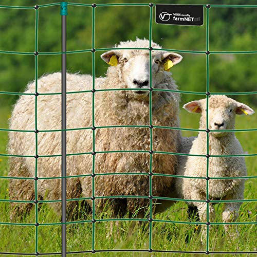 VOSS.farming Premium Elektronetz 108cm farmNET® 50m Schafzaun Ziegennetz 14 Pfähle 2 Spitzen grün