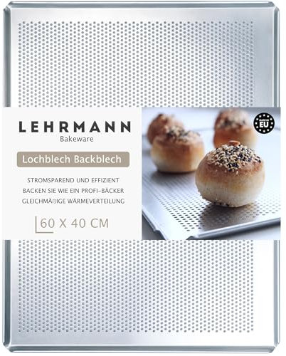 LEHRMANN Placa perforada 60 x 40 cm bandeja para baguette bandeja para horno Compatible con/reemplazo para MIWE WIESHEU