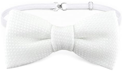 TigerTie Papillon per bambini in piqué, tinta unita, 100% cotone, con elastico, circonferenza del collo regolabile da 24 a 38 cm, scatola portaoggetti, bianco, Fliegengröße: ca. 7 cm x 3,5 cm