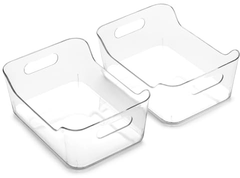 BINO | Plastic Storage Bins, Small - 2 Pack, Clear | THE SOHO COLLECTION | Pantry Organizers and Storage Containers Fridge Organizer Bins Kitchen Cabinet Organizer Medicine Cabinet Bin