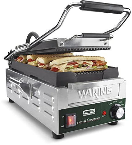 Waring Commercial Panini Compresso - Slimline Panini Grill 120V (14.5 x 7.75 cooking surface)