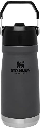 Stanley IceFlow Stainless Steel Water Jug with Straw, Vacuum Insulated Water Bottle for Home and Office, Reusable Tumbler with Straw Leak Resistant Flip, Charcoal, 17 OZ