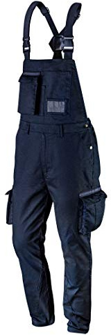 NEO TOOLS Herren Navy Arbeiter-Latzhose, 60% Baumwolle, 37% Polyester | 3% Elasthan 255 g/m2, Gr. XS-3XL, Multifunktionstaschen, Elastischer Gummibund, Y-Hosenträger mit einer Verstärkung