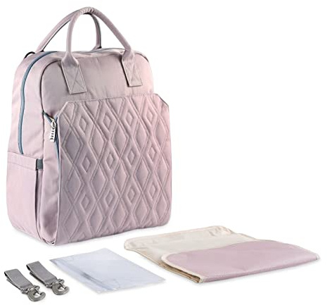 SONARIN Multifunktion Stylische Baby Wickelrucksack Wickeltasche,Großer Kapazität Wasserdicht Babytasche Wickeltasche Rucksack Reisetasche mit Wickelunterlage & Kinderwagen Haken(Lila)