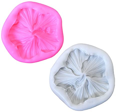 Snner 2pcs Moules de fleurs en silicone bricolage Câteau cuit fondant mini-hibiscus moules pour décoration de cupcakes